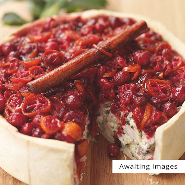 Cranberry topped turkey and ham pie